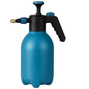 2 Pump Pressure Garden Sprayer 2L Handheld Mist Sprayer with Adjustable Brass Nozzle for Lawn Cleaning and Fertilizing Heavy Duty Plastic Blue