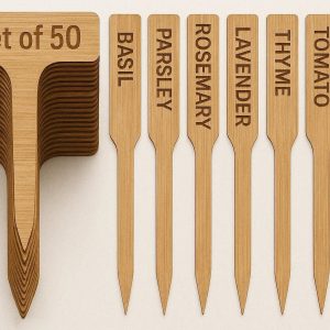 26 Bamboo Plant Labels Set of 50 Eco Friendly Wooden Garden Tags for Herbs Flowers and Vegetables Sustainable Markers for Indoor and Outdoor Pots