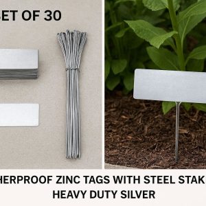27 Metal Plant Labels Set of 30 Weatherproof Zinc Tags with Steel Stakes for Outdoor Garden Borders Trees and Perennials Heavy Duty Silver