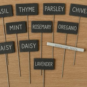 28 Slate Plant Labels Set of 10 Natural Stone Garden Tags with Metal Stakes and Soapstone Pencil for Elegant Herb and Flower Identification